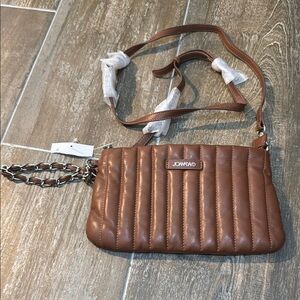 Joan & David Brown Leather Crossbody Bag with Vintage Charm